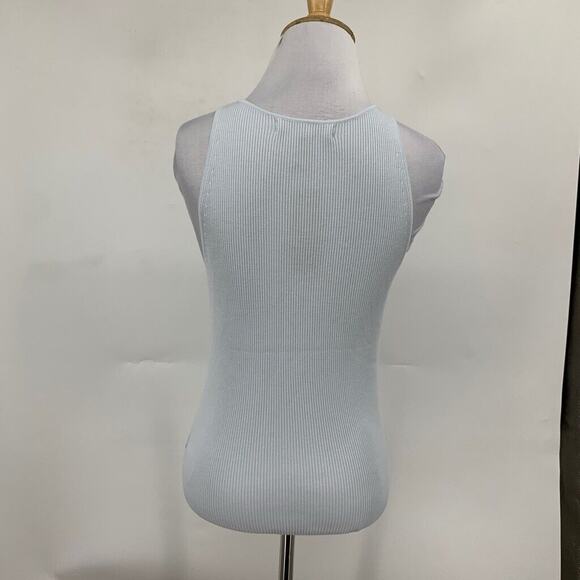 Banana Republic Tank Top Womens S Small Sky Blue Halter Neck Ribbed Skintight - Picture 5 of 11
